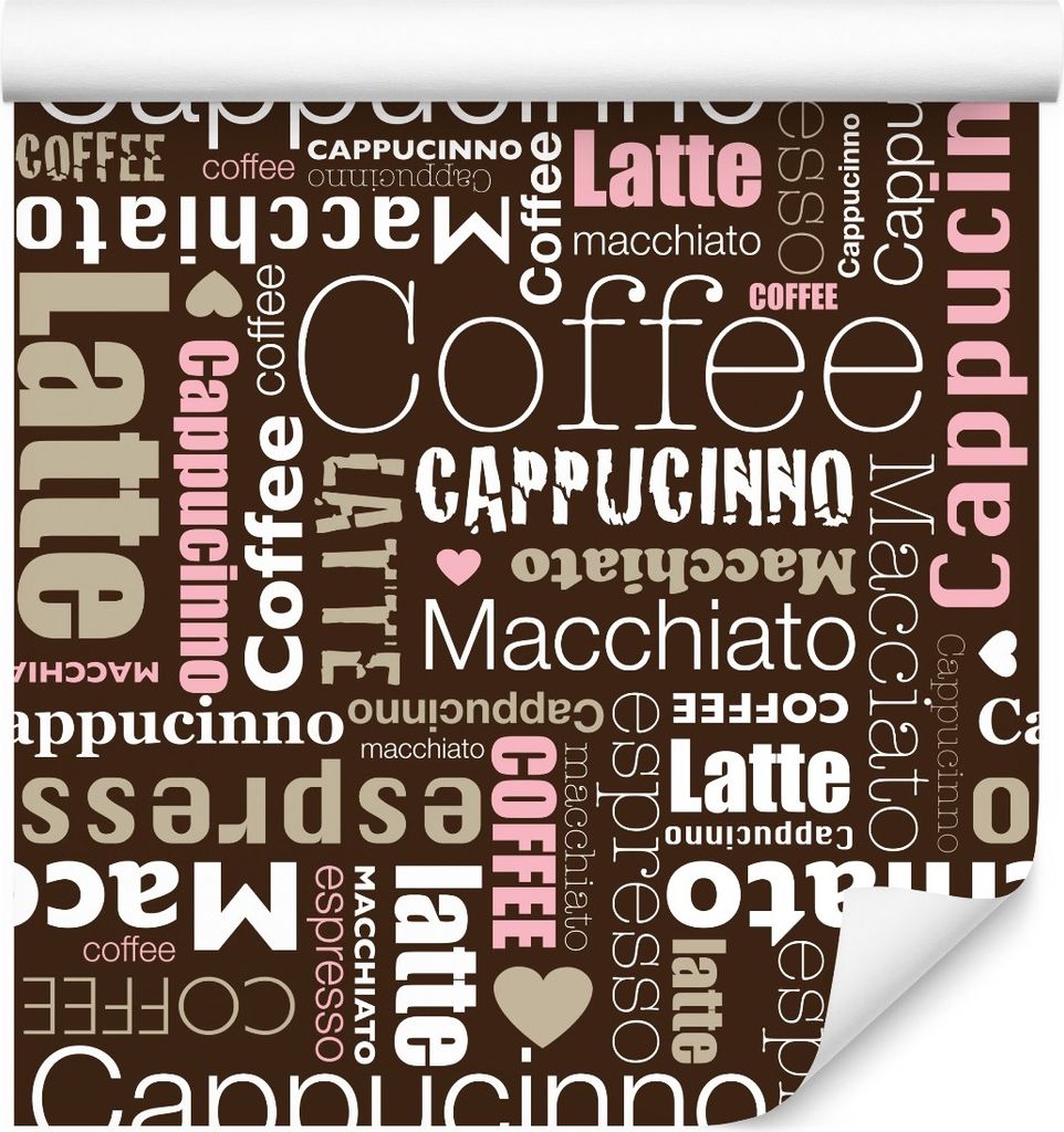 10m VLIES TAPETE Rolle Esszimmer Kaffee Aufschriften Herzen Ornamente XXL