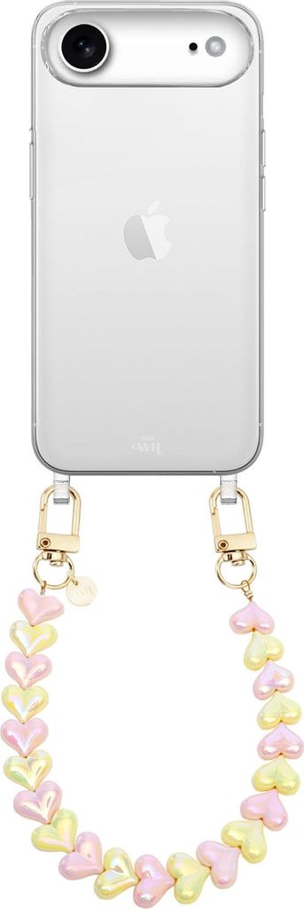 iPhone 17 Air - Funky Hearts (Pink & Yellow Metallic) Transparant Cord Case