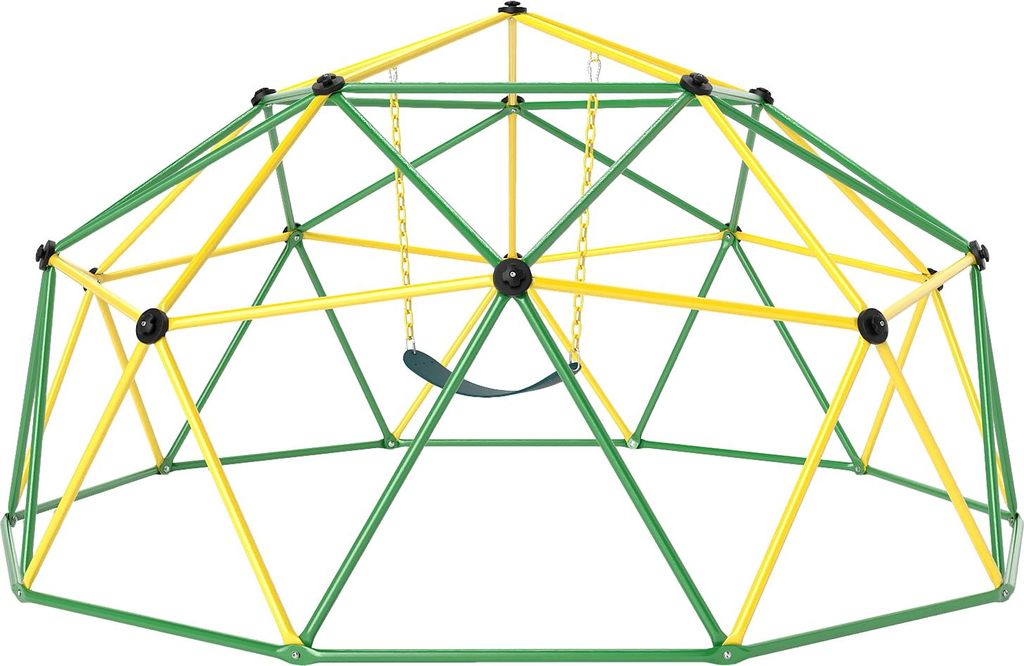 Kletterkuppel mit Schaukel, 305 cm großes Klettergerüst für Kinder, hält bis zu 363 kg, kuppelförmiges Spielplatz-Set für drinnen & draußen,...