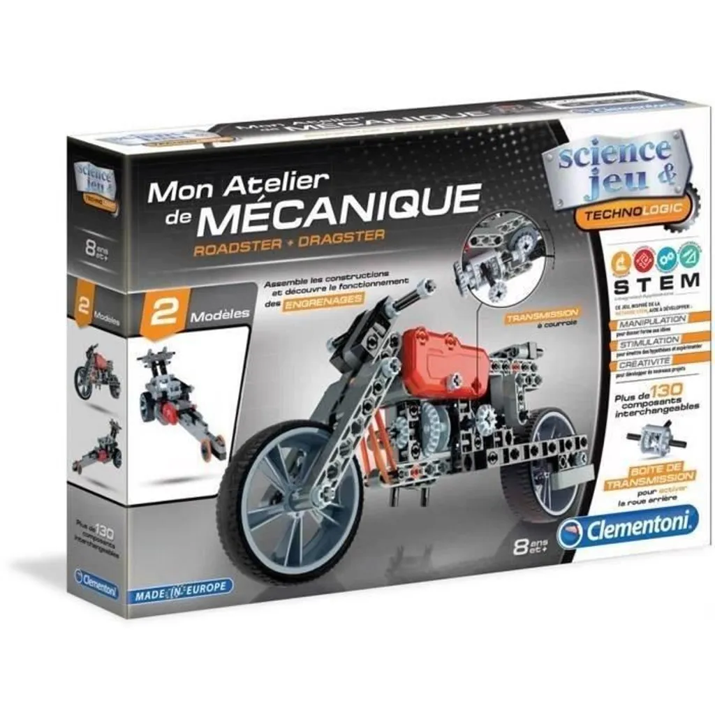 Moto de Course à monter Clementoni 52216 Idée Cadeau Anniversaire 8 ans
