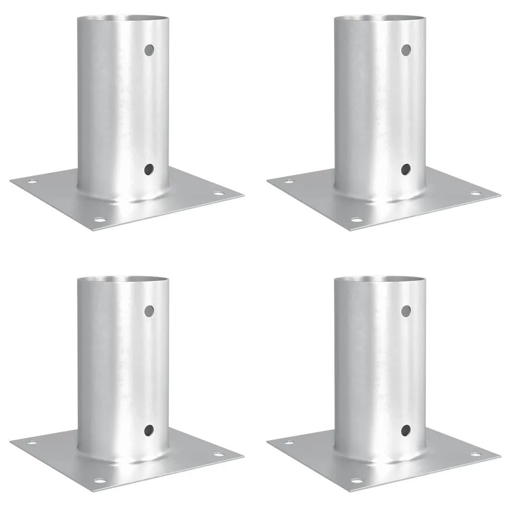 Ancrages de Sol Anti-Basculement en Métal pour Poteaux Ronds - 4 Pcs