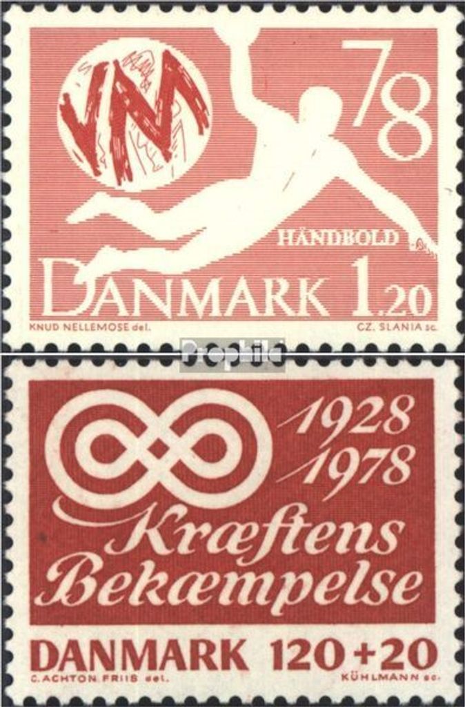 Briefmarken Dänemark 1978 Mi 655,672 (kompl.Ausg.) postfrisch Hallenhandball WM 78