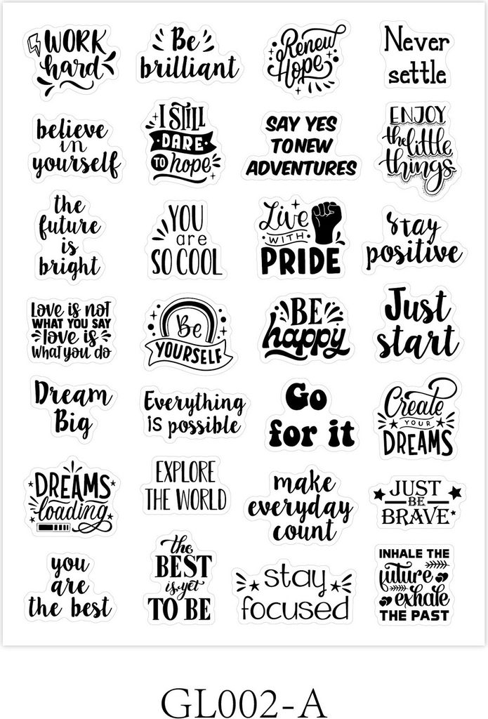 INF Transparente inspirierende handgeschriebene Zitate Aufkleber Modell 6