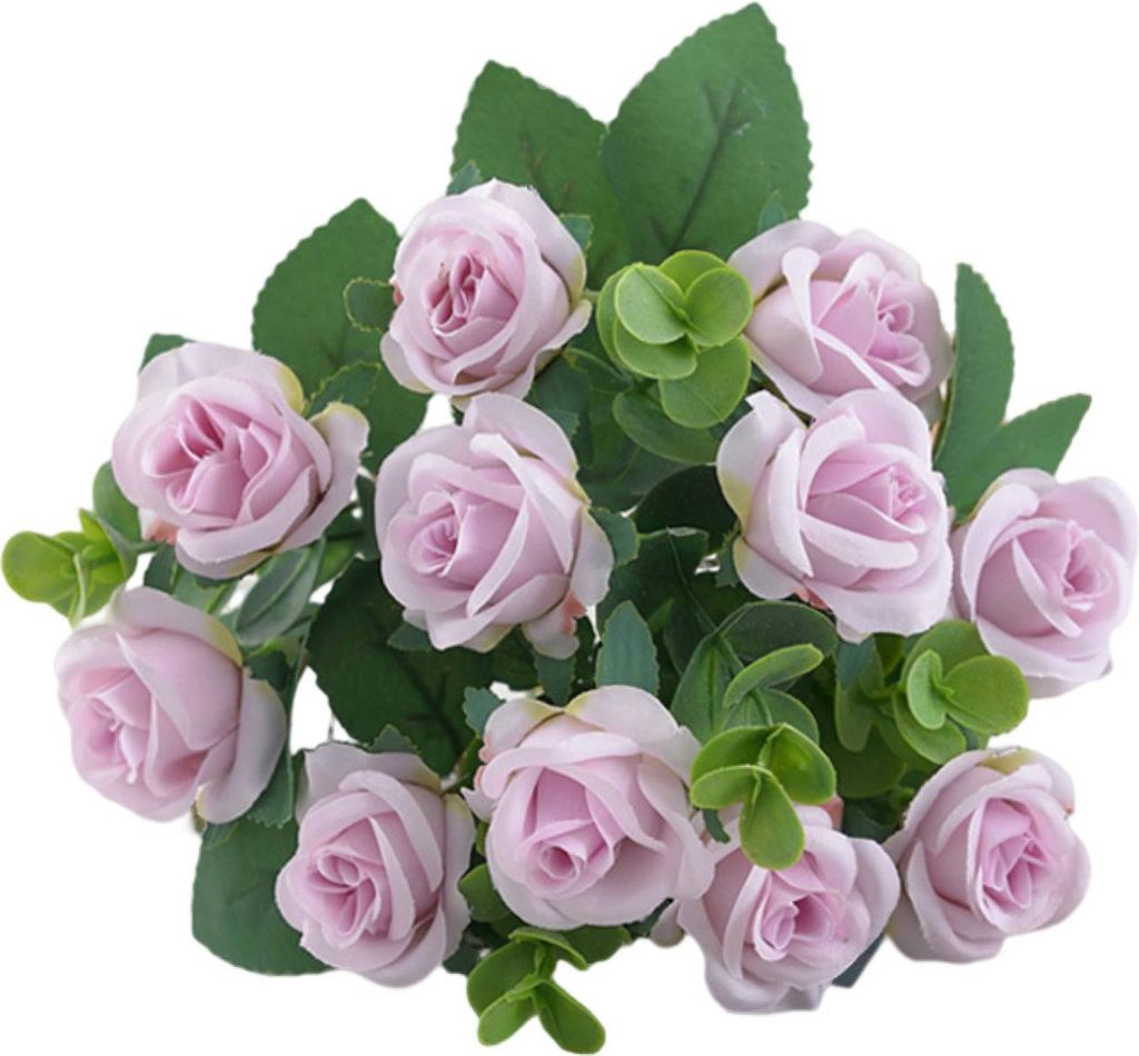 1 Bouquet Künstliche Rose 5 Zweige 11 Köpfe realistische grüne Blätter Easy Care Nicht-gar-gar künstliche Eukalyptus Faux Seiden Rose Blume Ba...