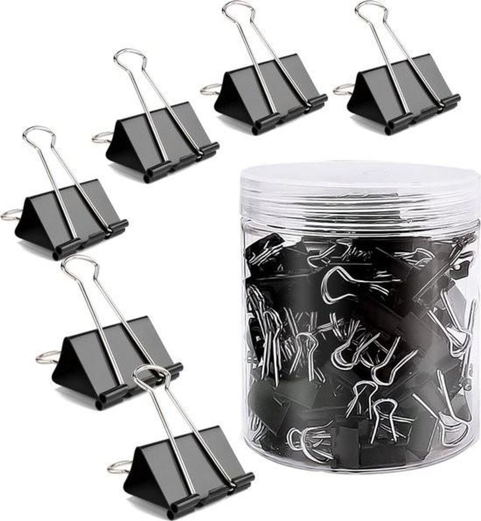 100 Stück Foldback-Klammern 25 mm schwarz Binder Clips Metallklammern für Büro Schule Brief Büroklammern Bürobedarf