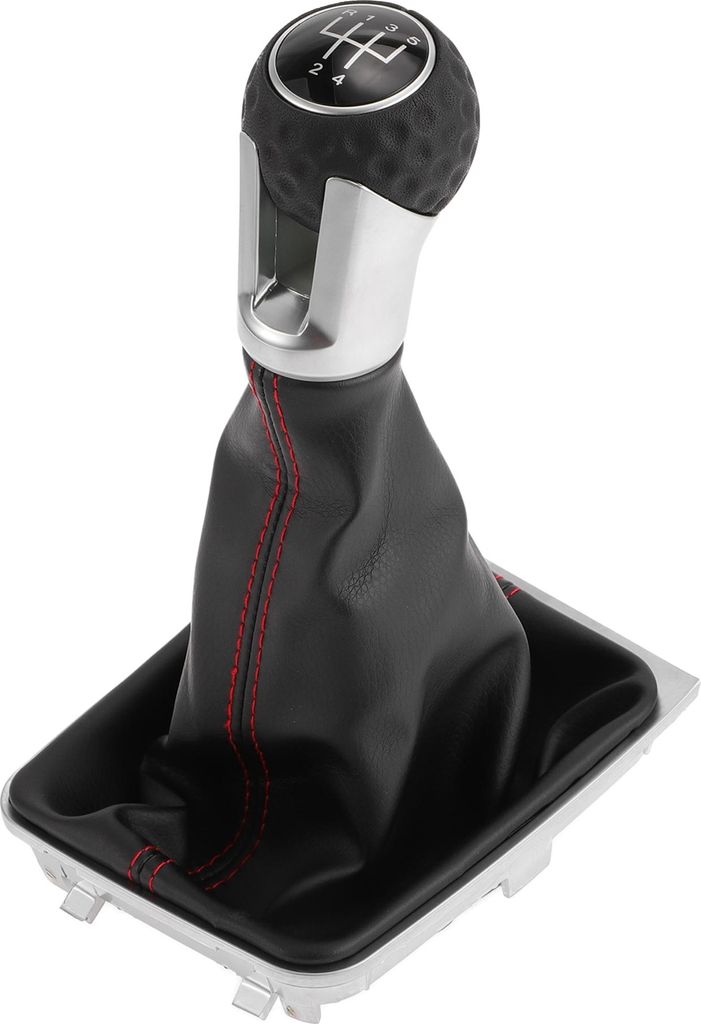 5-Gang-Schaltknauf mit Abdeckung - Schaltknauf für Volkswagen Golf MK7 2013-2018 Kunststoff Kunstleder Schwarz Silberfarben - 1 Stück