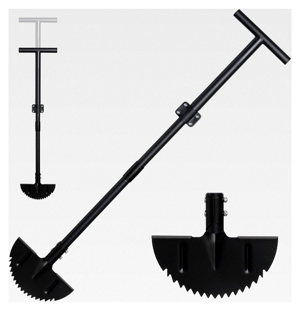 Rasenkantenstecher mit verstellbarem Griff, manueller Kantenschneider schwarz 86-106 cm, scharfer Sägezahn-Halbmond-Rasenschäler für Gehwege, Be...