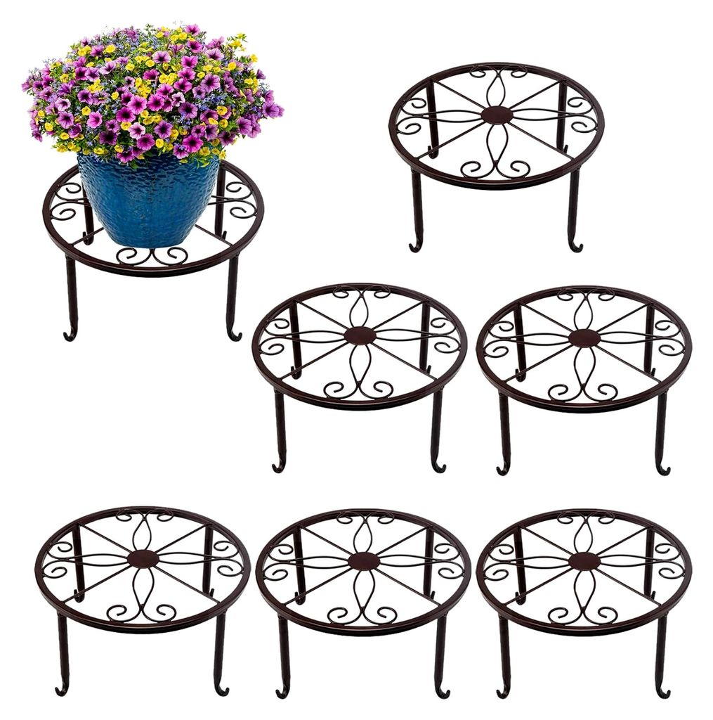 6 Stück 24 cm Metall Pflanzenständer, Blumenhocker, runder Blumentopfständer für Innen- und Außenbereich