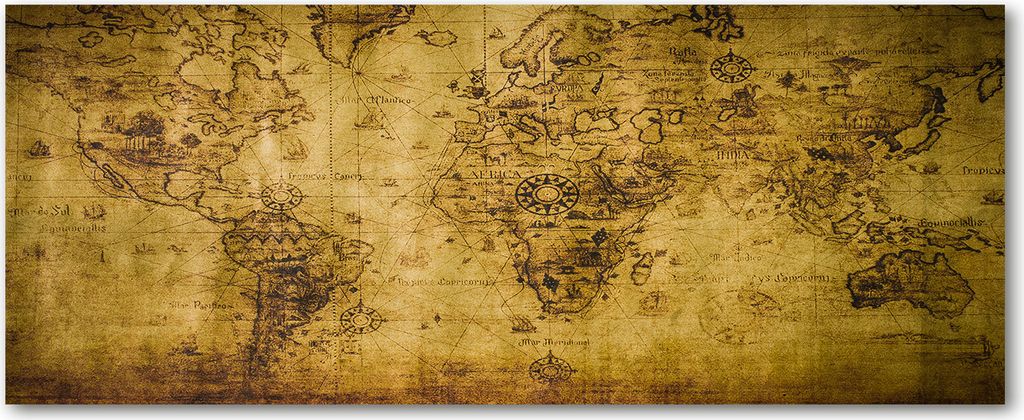 Tulup Küchenrückwand Spritzschutz aus Glas -125x50 -Spritzschutz auf gehärtetes Glas Landkarten & Flaggen Alte Weltkarte