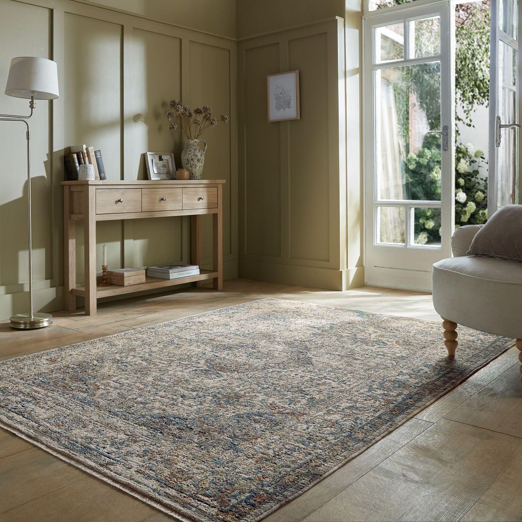Orientteppich Vintage Medallion-Muster, Wohnzimmer Multicolor-Erdtöne Rechteckig 160x230 | 100% Polyester