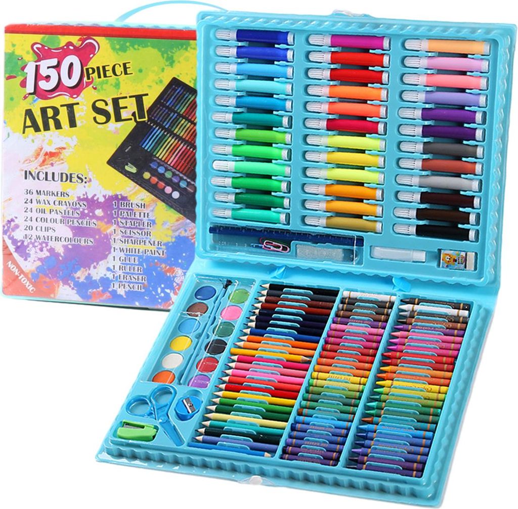 Künstlerbedarf, 150er-Pack Kunstset Zeichensets Malkunst-Kits, Künstlerbedarf für Mädchen, kreative Geschenk-Kunstbox für Kinder, Mädchen, Ju...