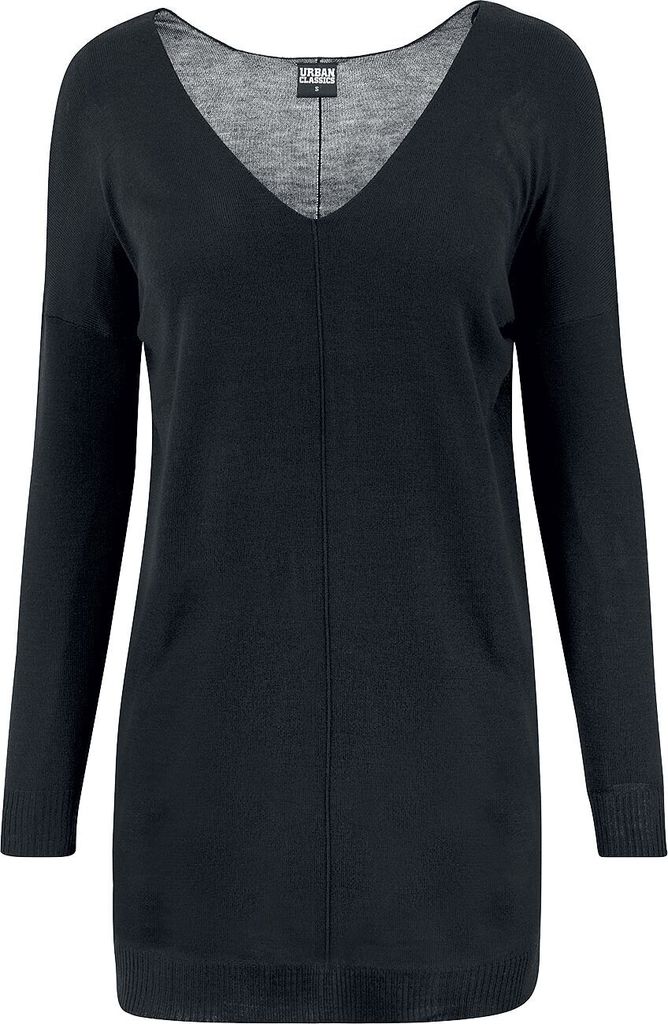Urban Classics Sweatshirt Damen Ladies Fine Knit Oversize V-Neck Sweater schwarz XXL