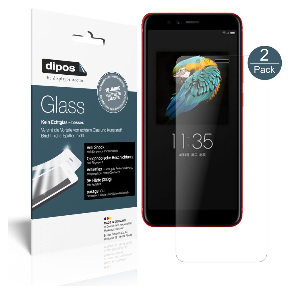 2x Schutzfolie für Lenovo S5 (2018) matt - Anti-Shock 9H Folie dipos Glass