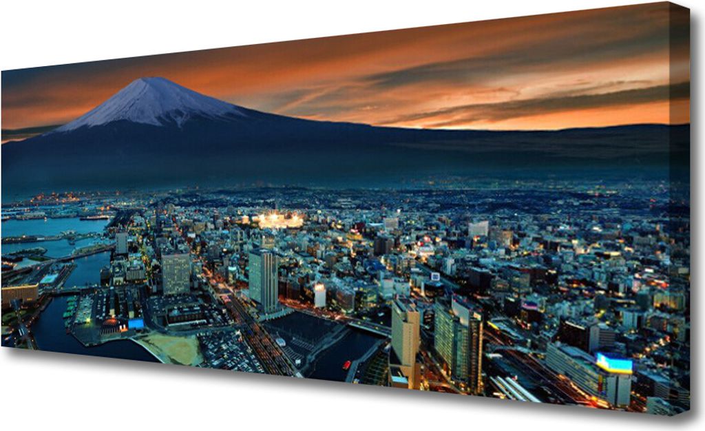 Tulup Leinwand-Bilder 125x50 Wandbild Canvas Kunstdruck Stadt Gebirge Gebäude