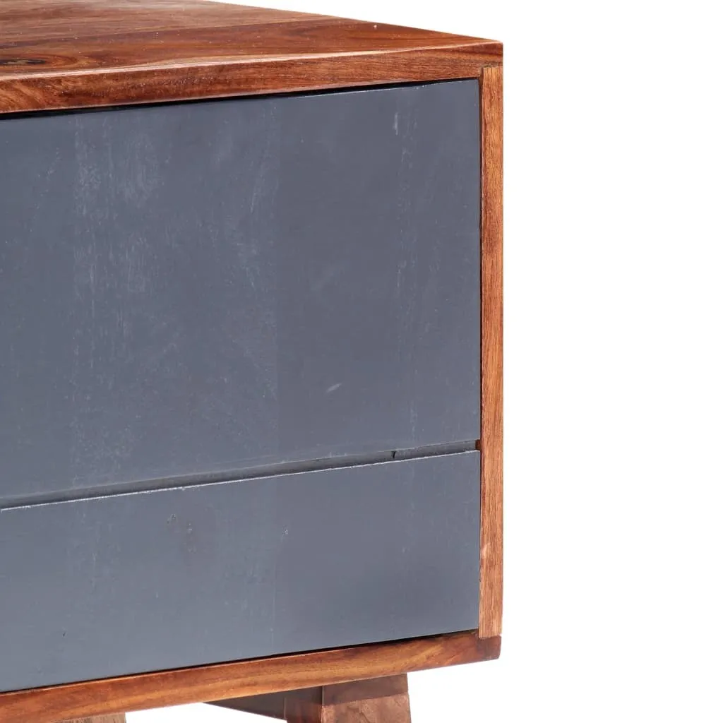 Meuble TV gris anthracite 140 cm bois massif - Structure robuste Loft