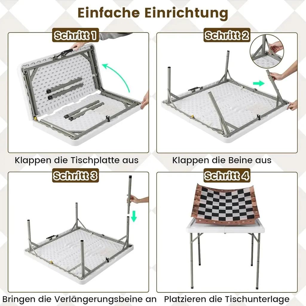Table de jeu stable et compacte pour éviter les verres renversés 90x90