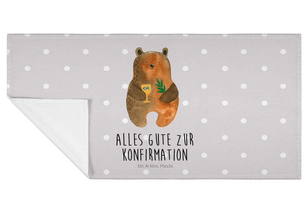 Mr. & Mrs. Panda Handtuch Bär Konfirmation - Grau Pastell - Geschenk, 50x100, Evangelisch, Gottesdienst, Teddy, frottee, Kirche, Flauschtuch, gesi...