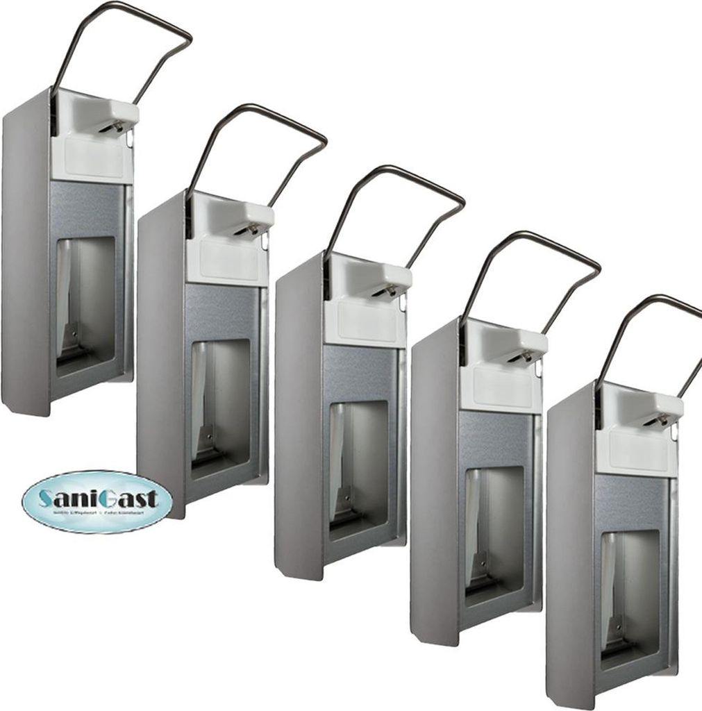 5 Desinfektionsspender Alu 500 ml Euronorm - kurzer Hebel - Frontplatte