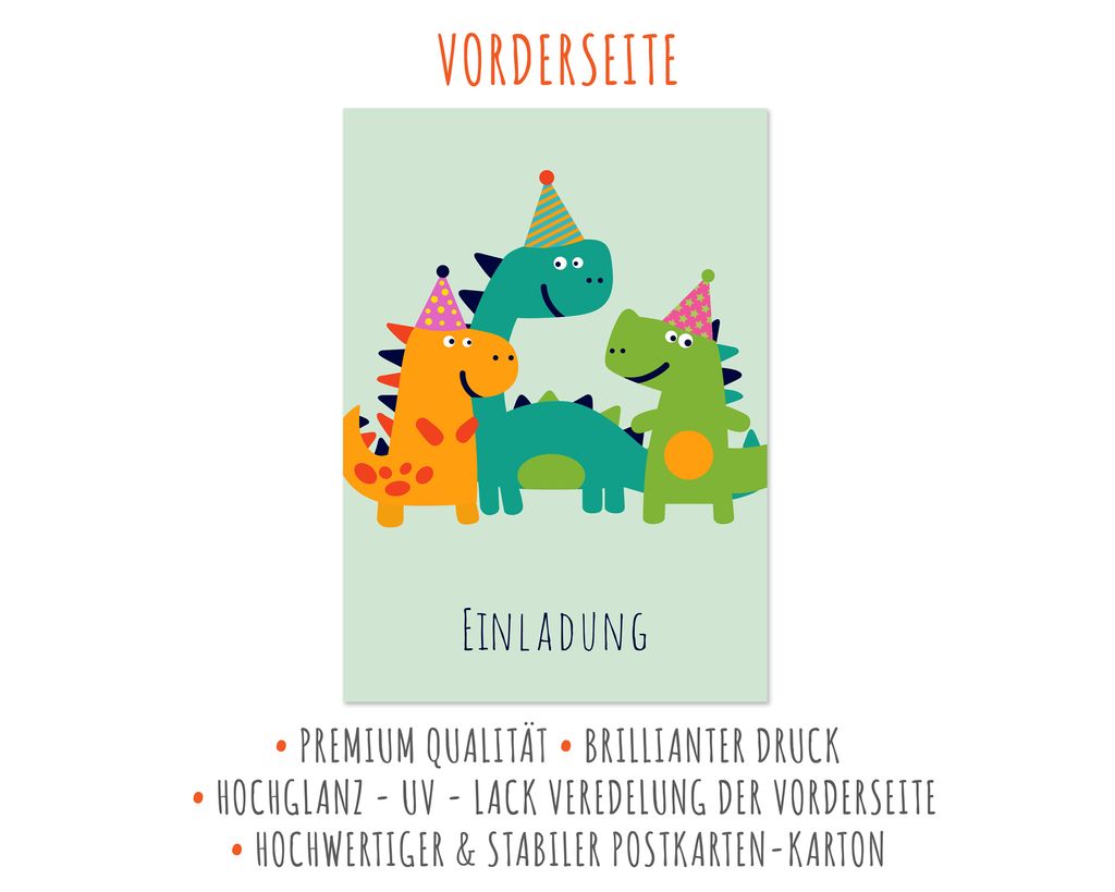 Friendly Fox Einladung Dino Geburtstag, 12 Einladungskarten Produktbild 4