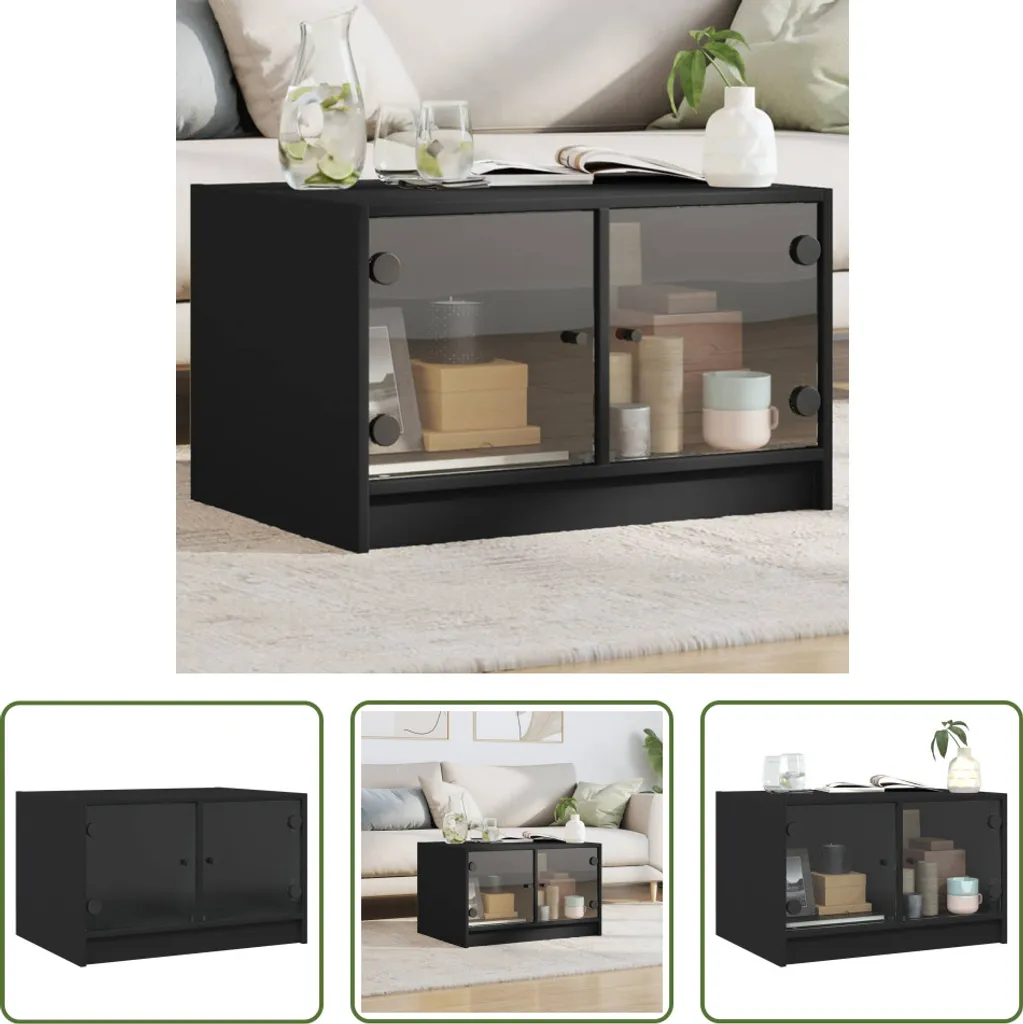 Tavolino Vetro Nero 68x50x42 cm - Mobile Salotto The Living Store