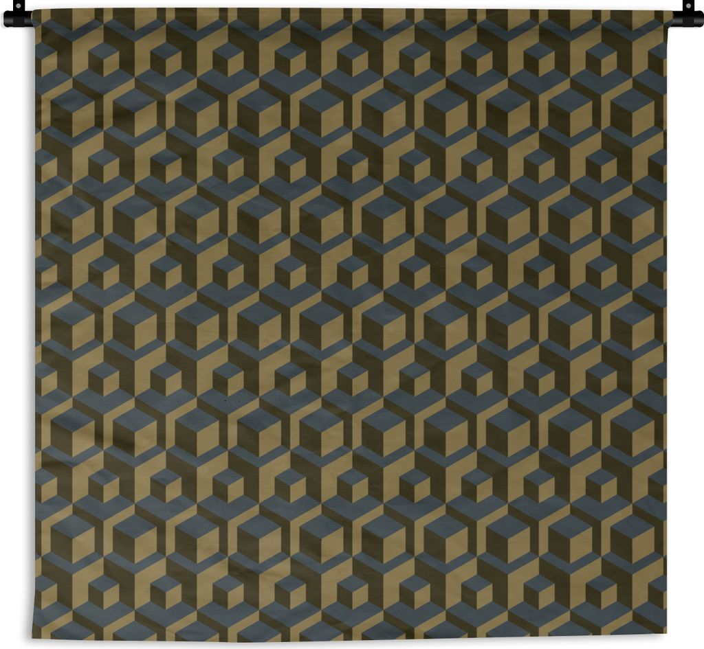 MuchoWow Wandteppich Wandbehang Blöcke - Muster - Würfel 120x120 cm Tapisserie Dekoration Wandtuch - Modern - Baumwollgewebe