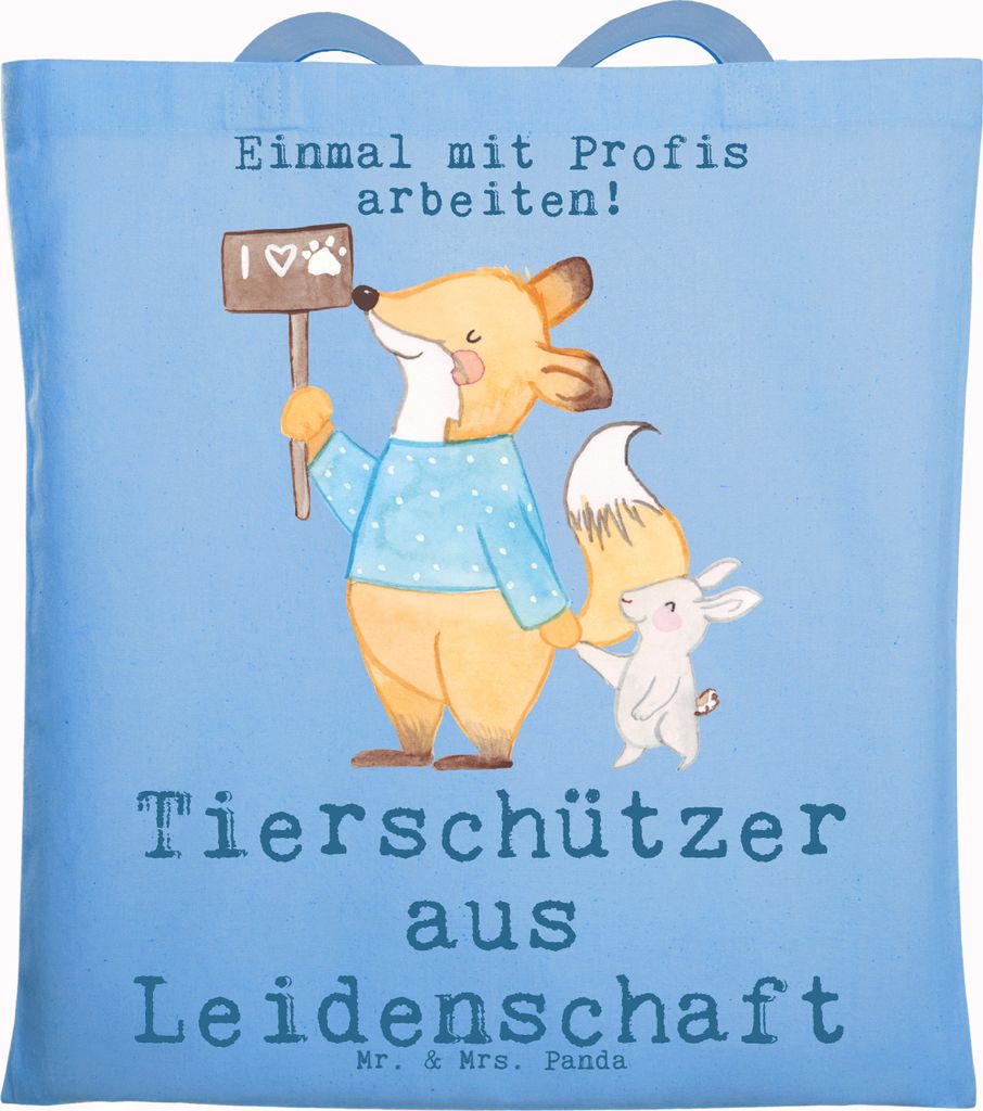 Mr. & Mrs. Panda Shopping Tasche Tierschützer Leidenschaft - Sky Blue - Geschenk, Laptoptasche, Stoffbeutel, Tote Bag, Beutel, Schultasche