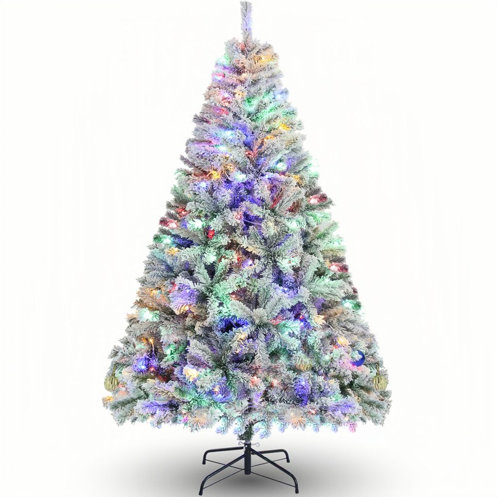 A decorated artificial Christmas tree with LED lights.