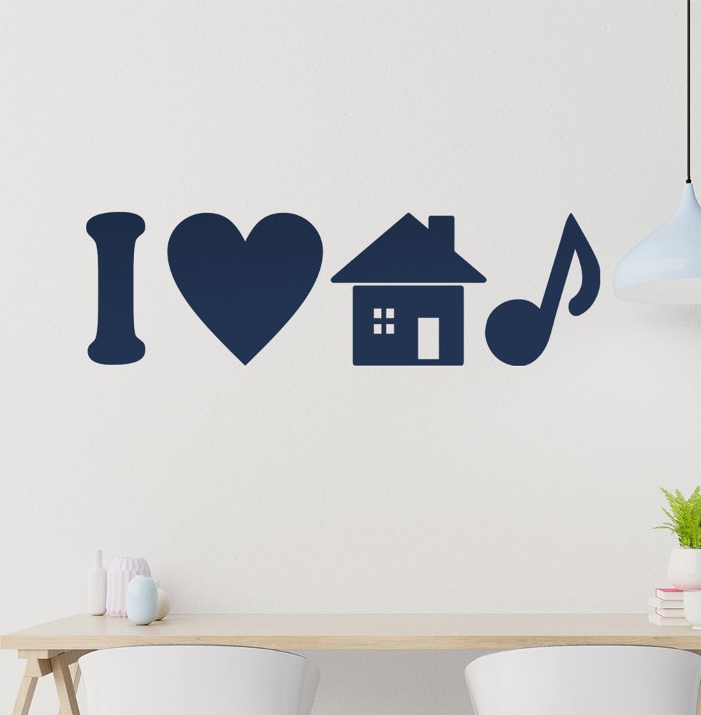 I love housemusic Note Wandtattoo in 6 Größen - Wandaufkleber Wall Sticker - Dekoration, Küche, Wohnzimmer, Schlafzimmer, Badezimmer