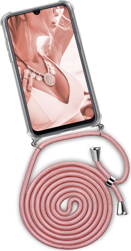 TWIST-Case + TWIST-Cord für Samsung Galaxy M21, Farbe:Shiny Blush (Silber)