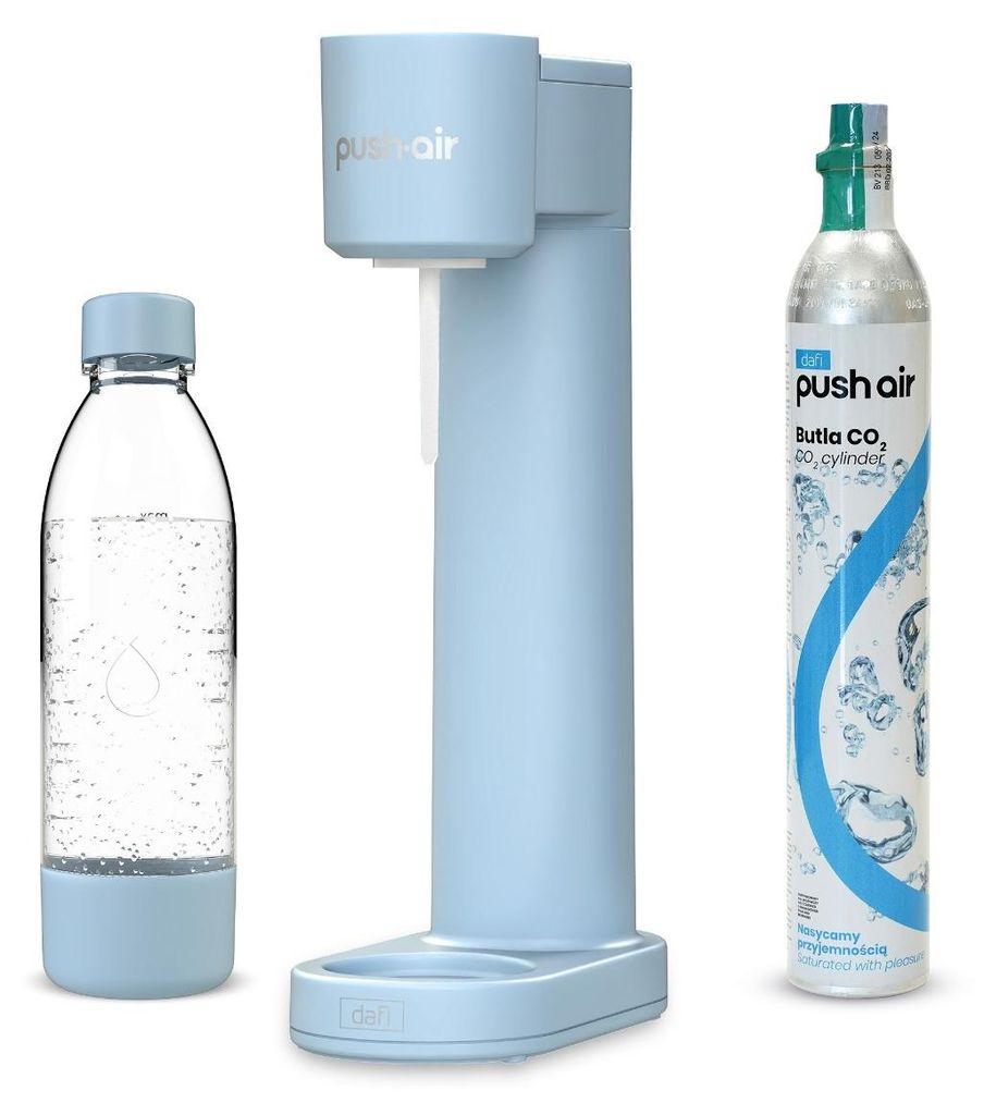 Saturatore per acqua Dafi, colore azzurro, con bombola di Immagine del prodotto 