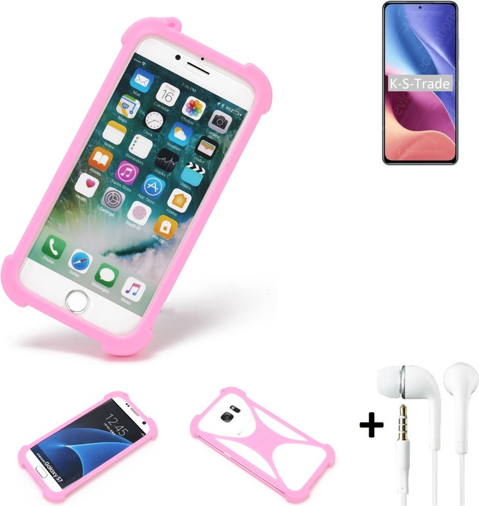 K-S-Trade Bumper + Kopfhörer kompatibel mit Xiaomi Redmi K40 Pro+ Handy Hülle Schutzhülle Silikon Schutz Hülle Cover Case Silikoncase