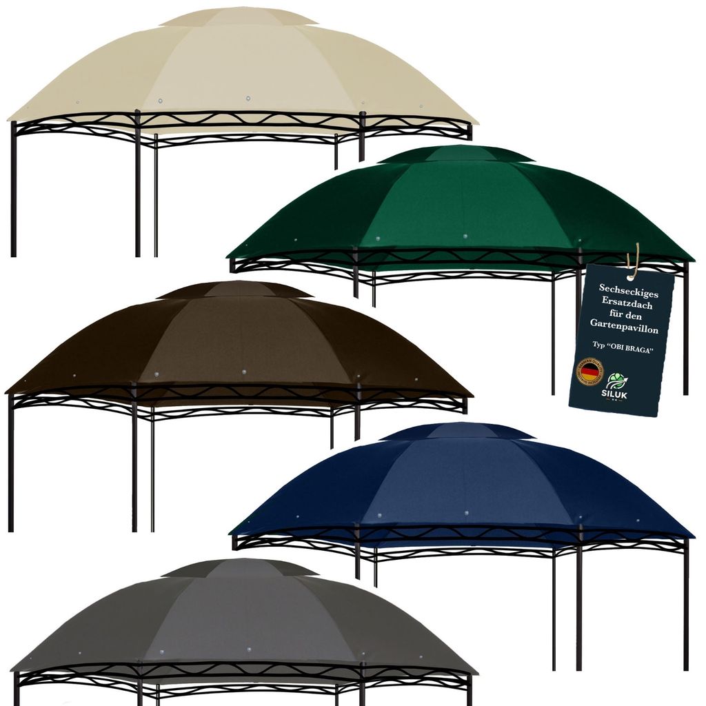 freigarten.de Ersatzdach für Pavillon Ø 350 [cm] Wasserdicht Material: Panama PCV Soft 370g/m² extra stark Modell 4 (Grün)