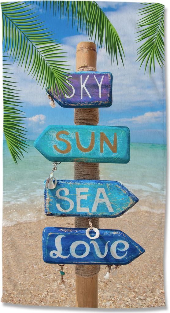 Beach towel Good Morning 100x180 cm - Signpost on the beach