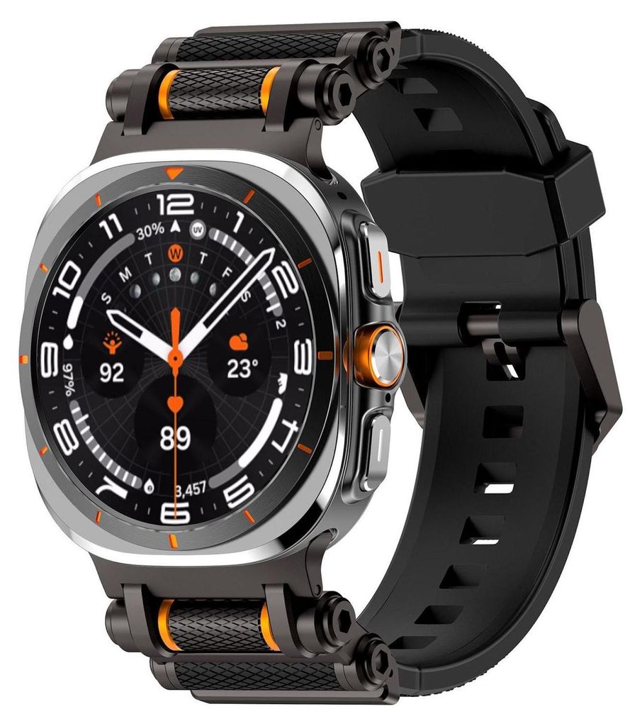 Für Samsung Galaxy Watch Ultra 2 2025 / Watch Ultra 47mm Silikon Metall Band Schwarz