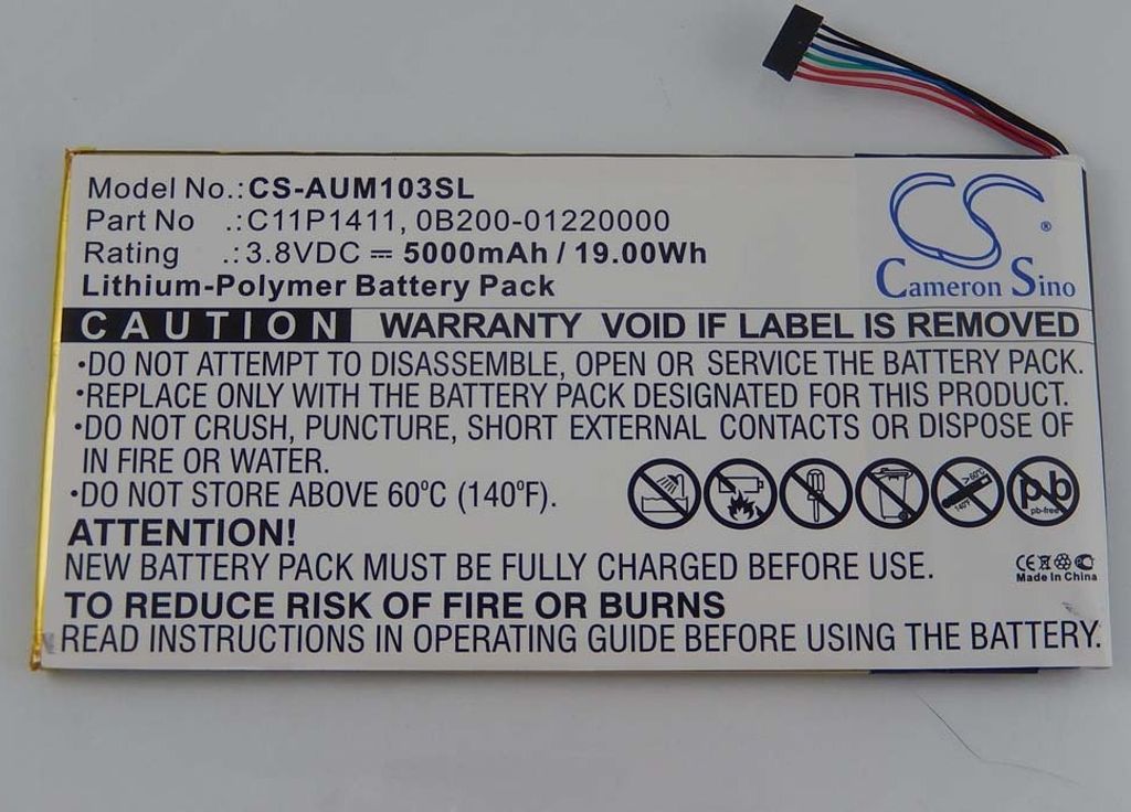 vhbw Akku Ersatz für Asus C11P1411, 0B200-01220000, C11-P1411 für Tablet Pad (5000 mAh, 3,8 V, Li-Polymer)