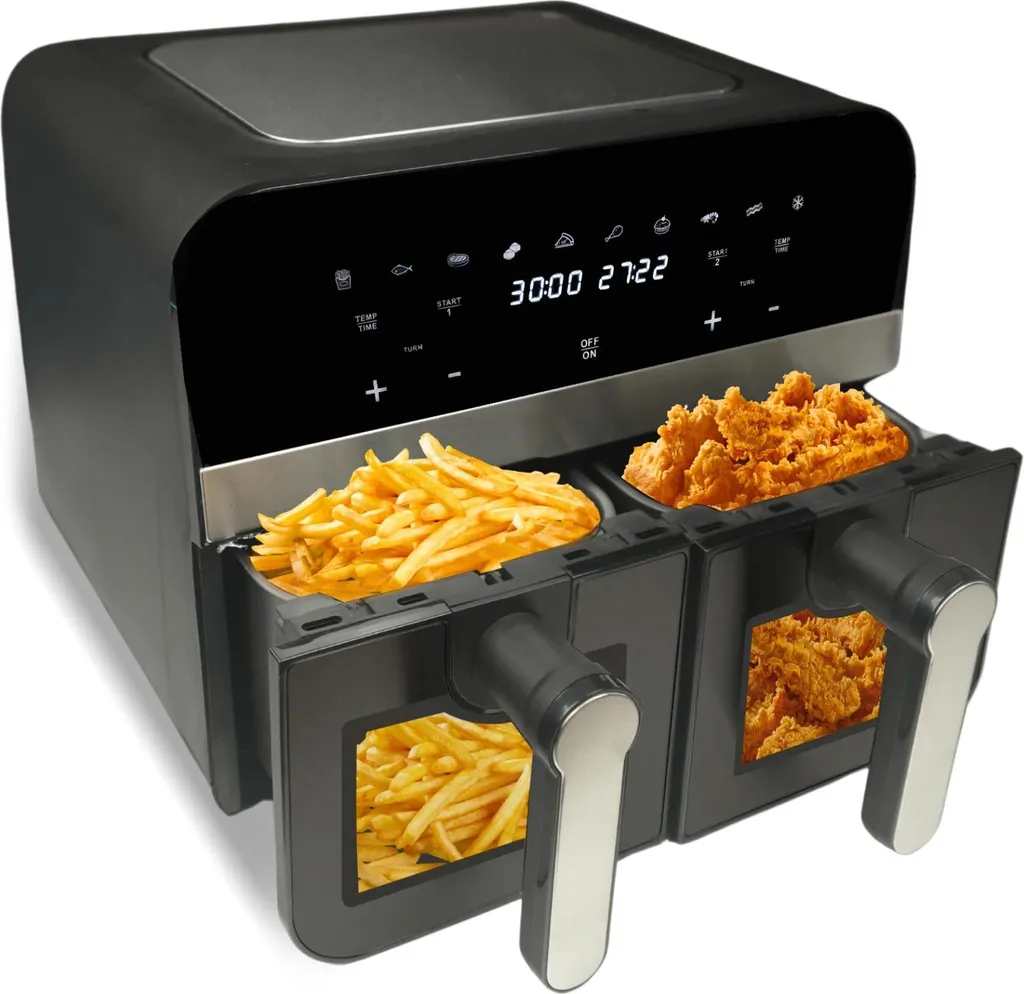 Comfy Nest CN-AFD45WB Friggitrice ad Aria 9L 2400W Doppio Cestello Nera