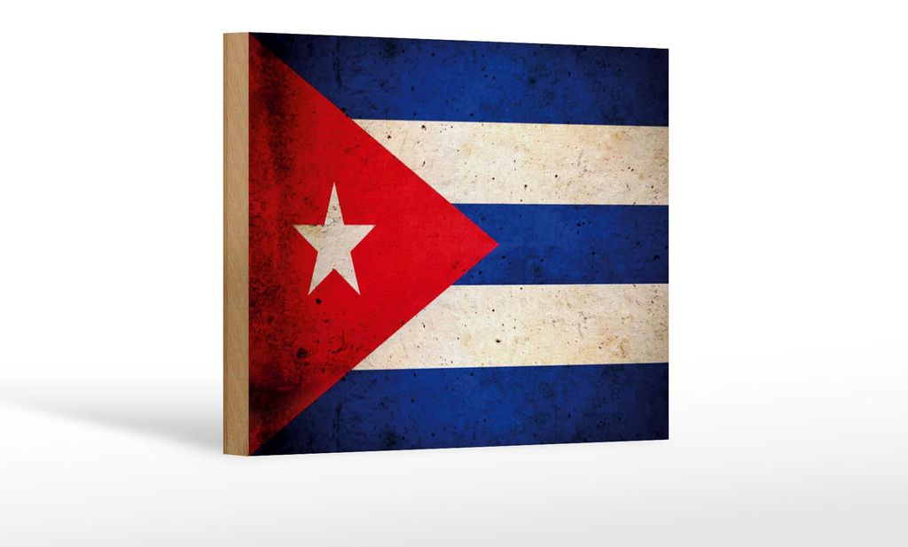 Holzschild Flagge 18x12cm Kuba Cuba Fahne