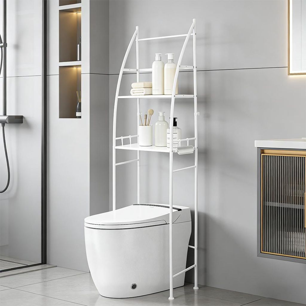 WC Regal über Toilette Metall Badregale 165x46x25cm Standregal Weiß