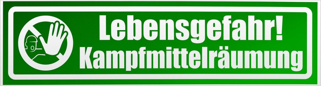 Kiwistar Lebensgefahr! Kampfmittelräumung invertiert Magnetschild Schild magnetisch - 30cm Grün - reflektierend - Magnetfolie für Auto PKW Kfz