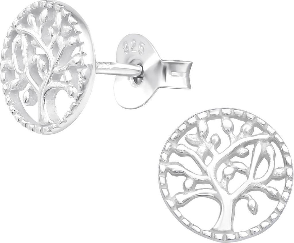 Ohrringe Ohrstecker 925 Sterling Silber mit Lebensbaum Produktbild 