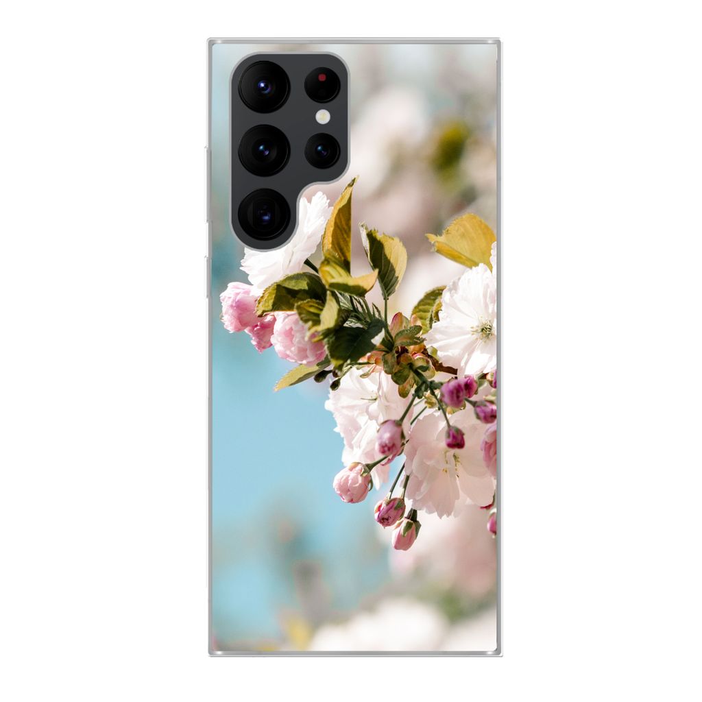 MuchoWow Handyhülle Schutzhülle Hülle für Samsung Galaxy S22 Ultra Blumen - Blüte - Frühling Silikon Softcase Handy Hülle - Abbildung