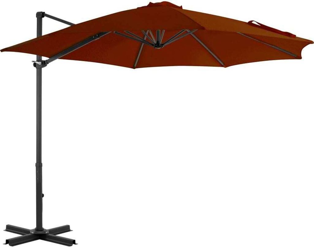 The Living Store Ampelschirm mit Aluminium-Mast Terrakotta-Rot 300 cm