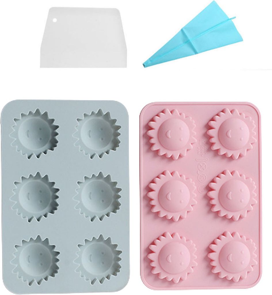 Set Mit 2 Smile Sunflower Silikonformen, Süße 3D-Sonne Mit Lächeln Facec Silikonform DIY Fondant Schokolade Kuchenform Kekse Pudding Dekoration ...
