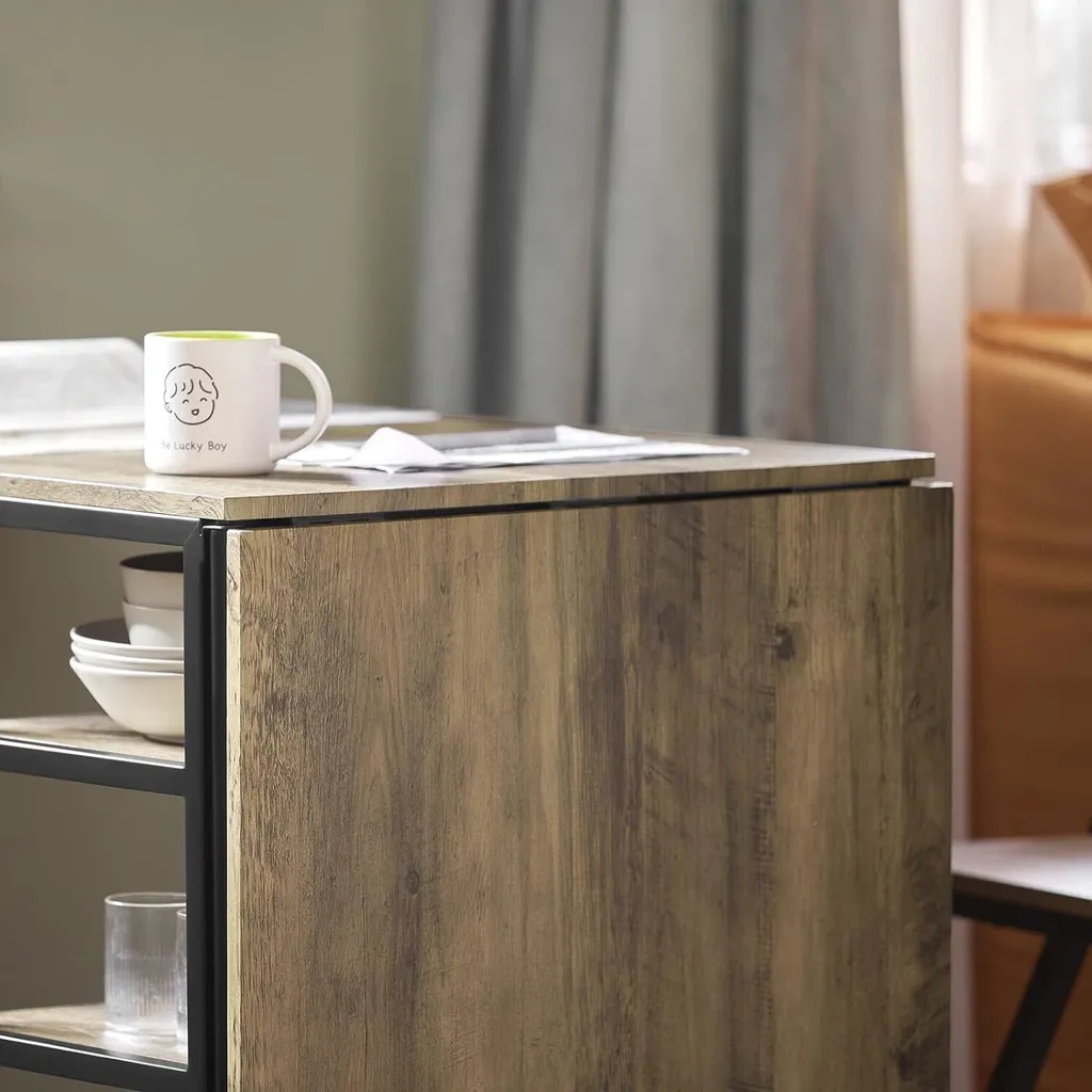 Table de repas pliante 180cm modulable avec 3 étagères de stockage gris