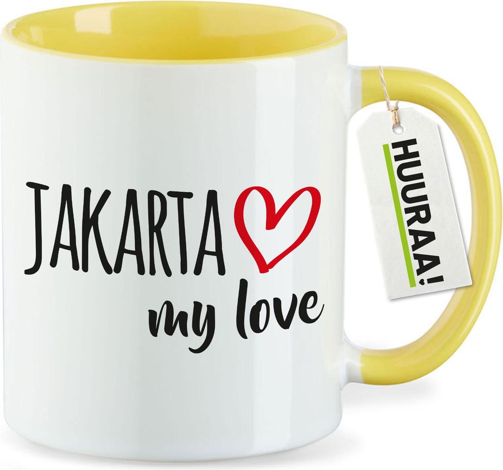 Huuraa Kaffeetasse Jakarta my love 330ml Gelb Keramik Kaffeebecher Geschenkidee