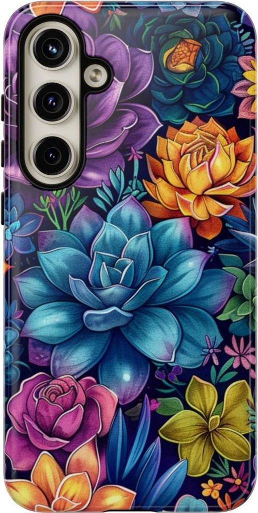 Buntes Sukkulenten- und Blumenmuster – Hülle Kompatibel mit Samsung Galaxy S24 Plus