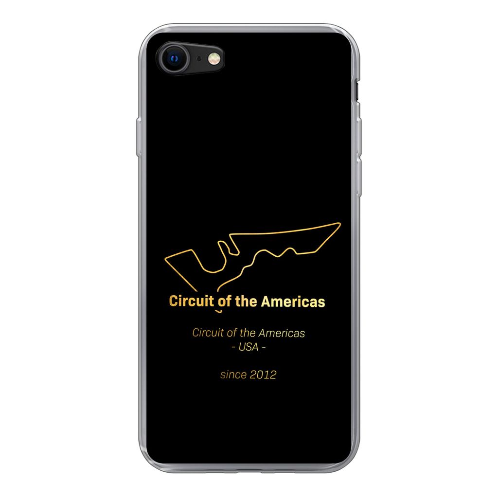 MuchoWow Handyhülle Schutzhülle Hülle für iPhone SE 2022 Vereinigte Staaten - F1 - Rennstrecke Silikon Softcase Handy Hülle - Schutzhülle