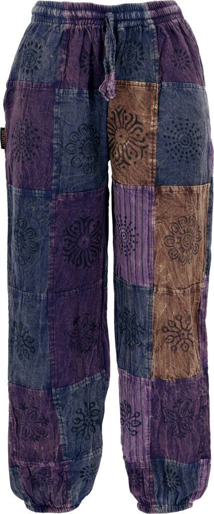 Aladinhose, Patchwork, Unikat Pluderhose, Boho Hose - Lila, Damen, Violett, Baumwolle, Größe: S/M