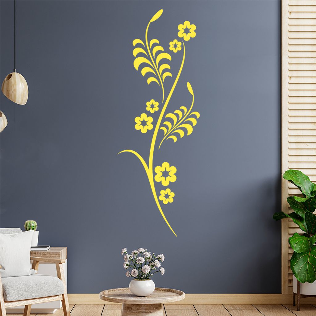 Sternen - Blüten - Pflanze Wandtattoo in 6 Größen - Wandaufkleber Wall Sticker - Dekoration, Küche, Wohnzimmer, Schlafzimmer, Badezimmer