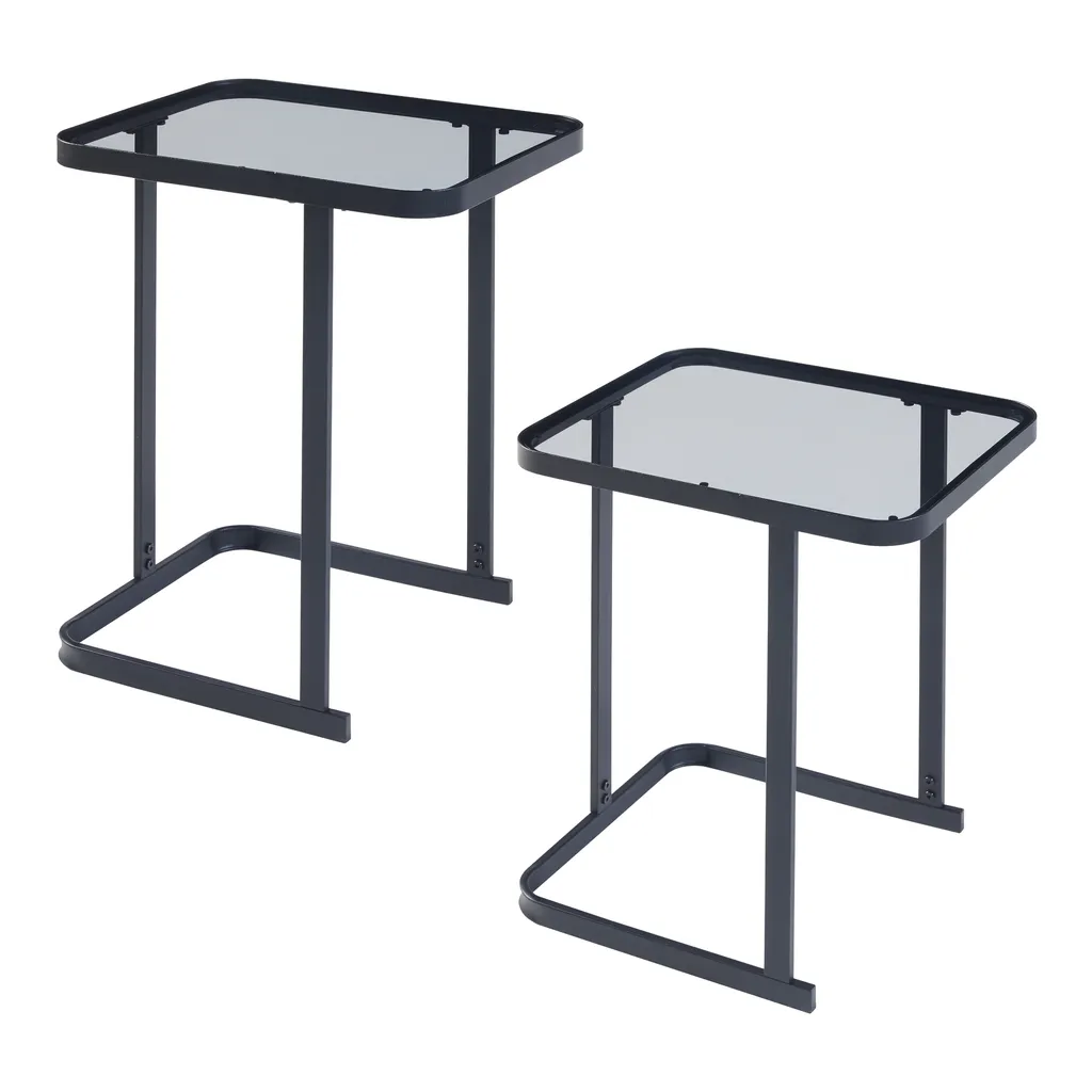 Table basse double Laxå verre et métal noir - Solution petits espaces - 5